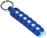 Redvex Thin White Line Paracord Key Chain/Key Fob/Lanyard Pull - by Blue with White Line - 3", 4", 6", and 8" Lengths (Qty-1) - RedVex