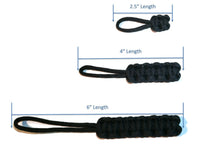 RedVex Zipper Pulls - Knife Lanyards - Equipment Lanyards - Paracord Cobra Style - Choose Your Color & Size (Qty 3) (Black, 4 inch) - RedVex
