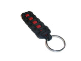 Thin Red Line Paracord Key Chain / Key Fob / Lanyard Pull - by RedVex - Black with Red Line - 3", 4", 6", and 8" Lengths (Qty-1) - RedVex
