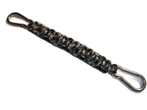 RedVex 550 lb Paracord / Survival Cobra Style Lanyard with 220 lb Steel Carabiners - 12" - Black & White