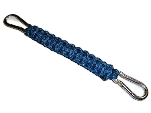 RedVex 550 lb Paracord/Survival Cobra Style Lanyard with 220 lb Steel Carabiners - 12" - Blue