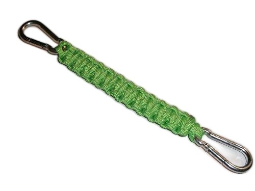 RedVex 550 lb Paracord/Survival Cobra Style Lanyard with 220 lb Steel Carabiners - 12" - Lime Green