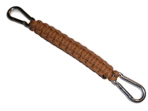 RedVex 550 lb Paracord/Survival Cobra Style Lanyard with 220 lb Steel Carabiners - 12" - Marigold