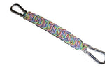 RedVex 550 lb Paracord/Survival Cobra Style Lanyard with 220 lb Steel Carabiners - 12" - Tie Die Rainbow