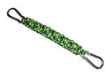 RedVex 550 lb Paracord/Survival Cobra Style Lanyard with 220 lb Steel Carabiners - 12" - Zombie Outbreak Green
