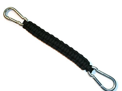 RedVex 550 lb Paracord/Survival Cobra Style Lanyard with 220 lb Steel Carabiners - 9" - Black - RedVex