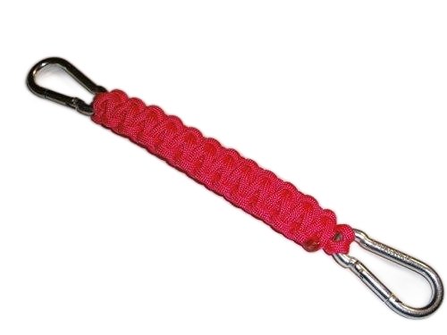 RedVex 550 lb Paracord/Survival Cobra Style Lanyard with 220 lb Steel Carabiners - 9" - Bright Pink