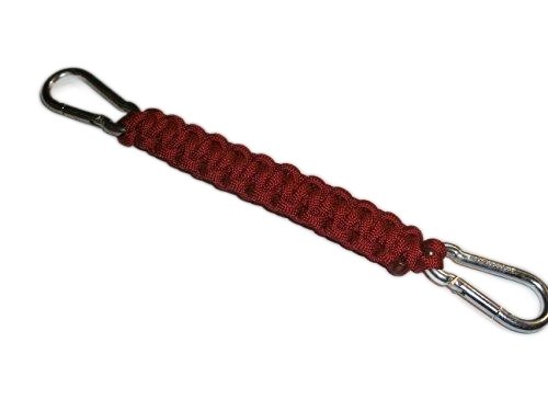 RedVex 550 lb Paracord/Survival Cobra Style Lanyard with 220 lb Steel Carabiners - 9" - Red