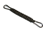 RedVex 550 lb Paracord/Survival Cobra Style Lanyard with 220 lb Steel Carabiners - 9" - Woodland Camo