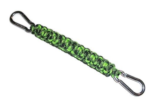 RedVex 550 lb Paracord/Survival Cobra Style Lanyard with 220 lb Steel Carabiners - 9" - Zombie Outbreak Green