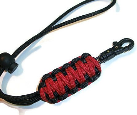 RedVex 550lb Paracord / Survival Lanyard - Black and Red - King Cobra Style with ABS Clip and Stopper - Choose your size (10 inch)