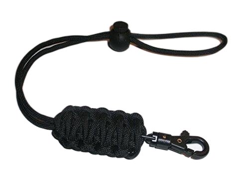 RedVex 550lb Paracord/Survival Lanyard - 12" - Black - King Cobra Style with ABS Clip