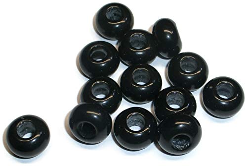 RedVex Black European Acrylic Rondelle Beads - 13mm x 8mm - Qty of 50 - RedVex