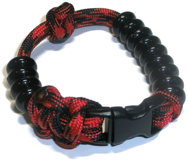 RedVex Compact Pace Counter Bead Bracelet - Land Navigation Bracelet - Choose Your Size and Color - Customization Available (Black and Red, 10 inch) - RedVex