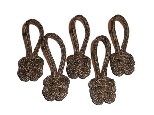 RedVex Paracord Zipper Pulls/Lanyards - Lot of 5 - ~2.5 - Brown - RedVex