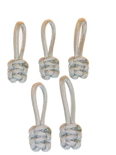 RedVex Paracord Zipper Pulls/Lanyards - Lot of 5 - ~2.5 - Gray (silver) - RedVex