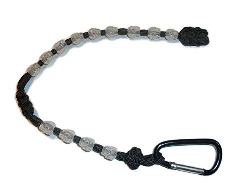 RedVex Ranger Pace Counter Skull Beads Black Cord - 13 inches - Choose Your Skull Color and Attachment (Translucent Skulls, Aluminum Carabiner) - RedVex