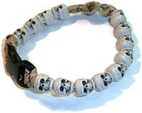 RedVex Skull Pace Count Bracelet - Skull Ranger Bead Bracelet - White Skulls - Choose Color and Size - Customization Available - RedVex