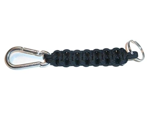 RedVex Spring Link Caribiner Clip with Paracord Strap, Black (Cobra Style with 2" Steel Carabiner) - RedVex