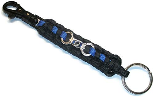 RedVex Thin Blue Line Handcuffs Key Lanyard/Key Fob/Key Chain Black with Blue Line and Handcuffs - 6" Length - RedVex