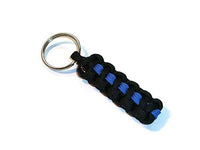 RedVex Thin Blue Line Paracord Cobra Style Key Chain / Key Fob / Lanyard Pull - Black with Blue Line - 3" Length (Qty-1) - RedVex