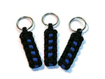 RedVex Thin Blue Line Paracord Cobra Style Key Chain/Key Fob/Lanyard Pull - Black with Blue Line - 3" Length (Qty-3) - RedVex