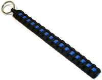 Redvex Thin Blue Line Paracord Key Chain/Key Fob/Lanyard Pull - by Black with Blue Line - 3", 4", 6", and 8" Lengths (Qty-1) - RedVex