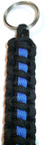 Redvex Thin Blue Line Paracord Key Chain/Key Fob/Lanyard Pull - by Black with Blue Line - 3", 4", 6", and 8" Lengths (Qty-1) - RedVex