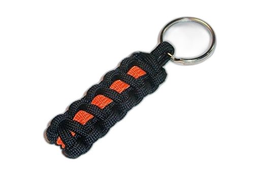 RedVex Thin Orange Line Paracord Key Chain/Key Fob/Lanyard Pull Black with Orange Line - 3", 4", 6", and 8" Lengths (Qty-1) - RedVex
