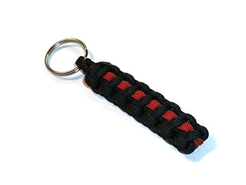 RedVex Thin Red Line Paracord Key Chain/Key Fob/Lanyard Pull Black with Red Line - 3", 4", 6", and 8" Lengths (Qty-1) - RedVex