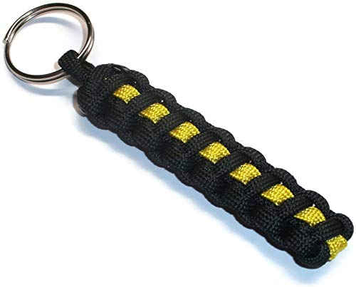 RedVex Thin Yellow Line Paracord Key Chain/Key Fob/Lanyard Pull Black with Yellow Line - 3", 4", 6", and 8" Lengths (Qty-1) - RedVex