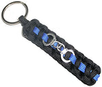 Thin Blue Line Handcuffs Key Chain / Key Fob / Lanyard Pull - by RedVex - Black with Blue Line and Handcuffs - 4" Length - RedVex