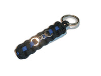 Thin Blue Line Handcuffs Key Chain / Key Fob / Lanyard Pull - by RedVex - Handcuffs on both sides- 4" Length - RedVex