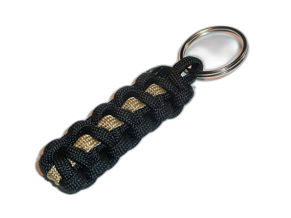 Thin Gold Line Paracord Key Chain / Key Fob / Lanyard Pull - by RedVex -  Black with Gold Line 