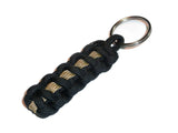 Thin Gold Line Paracord Key Chain / Key Fob / Lanyard Pull - by RedVex - Black with Gold Line - 3", 4", 6", and 8" Lengths (Qty-1) - RedVex