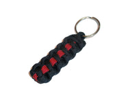 Thin Red Line Paracord Key Chain / Key Fob / Lanyard Pull - by RedVex - Black with Red Line - 3", 4", 6", and 8" Lengths (Qty-1) - RedVex