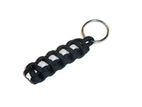 Thin White Line Paracord Key Chain / Key Fob / Lanyard Pull - by RedVex - Black with White Line - 3", 4", 6", and 8" Lengths (Qty-1) - RedVex