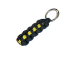 Thin Yellow Line Paracord Key Chain / Key Fob / Lanyard Pull - by RedVex - Black with Yellow Line - 3", 4", 6", and 8" Lengths (Qty-1) - RedVex