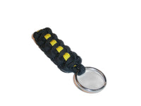 Thin Yellow Line Paracord Key Chain / Key Fob / Lanyard Pull - by RedVex - Black with Yellow Line - 3", 4", 6", and 8" Lengths (Qty-1) - RedVex